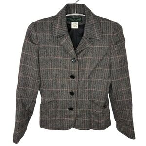 VTG Harvey Bernard 100% WOOL ‘RANA’ Women's Black and Red Plaid Blazer, Talla 4